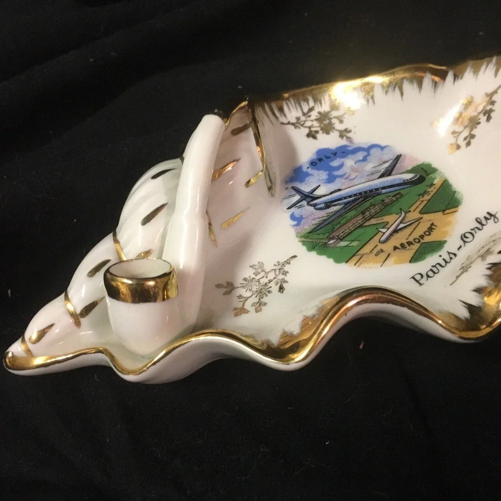 Paris-Orly Aeroport Ashtray Souvenir Vintage 3D PORCELAIN DE LIMOGES Read Descrp